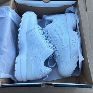 FILA White Disruptor II 2 Premium Chunky Sneakers Size 8